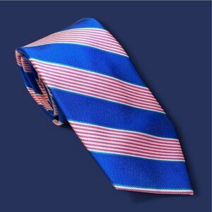 IZOD Mens Necktie Blue Pink White Striped Classic Business Formal Preppy